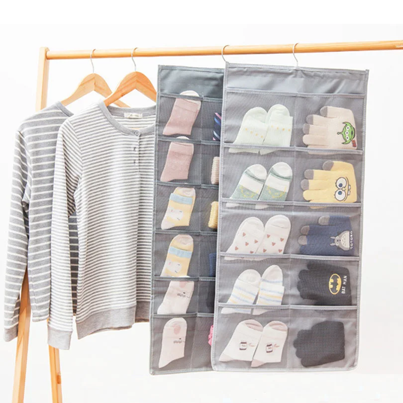 

Underwear Hanging Bag 30 Cells Double Sided Oxford Socks Storage Bag Bra Hanging Organizers Bag Clothing Wardrobe Storage EGF046
