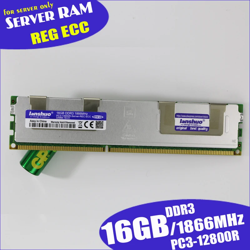 

lanshuo 16GB PC3 14900R DDR3 1866MHz 16G 2Rx4 REG ECC High Quality server memory RAM normal work sell 1333 1600