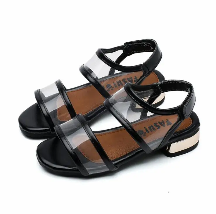 Детские сетчатые сандалии летние новые римские сандалии для девочек с открытым носком Студенческие детские сандалии для принцессы пляжная обувь - Цвет: Черный