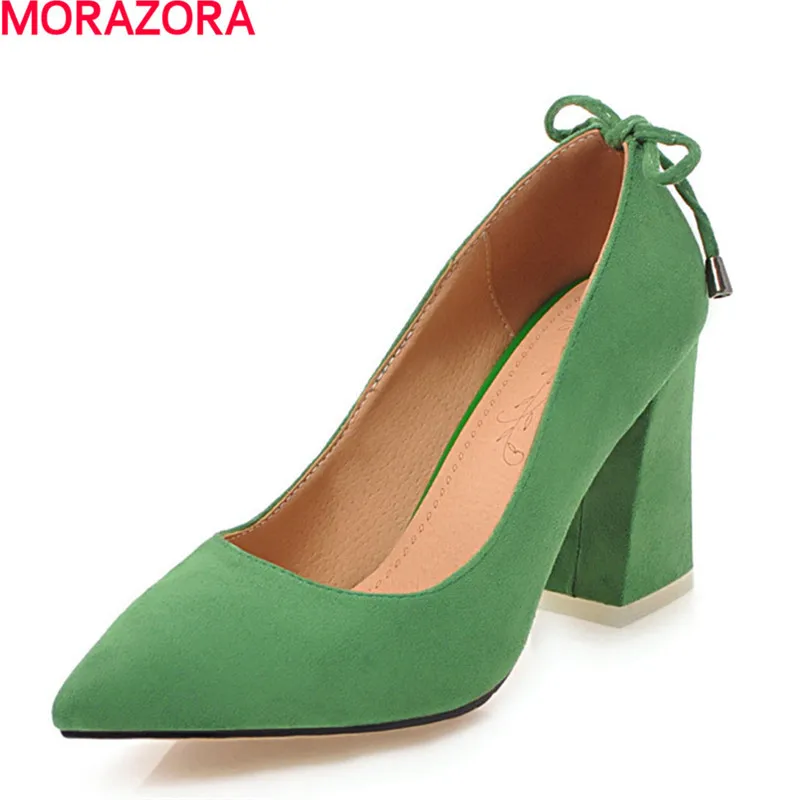 

MORAZORA new arrival pu leather shoes woman pumps pointed toe simple work shoes elegant solid high heels shoes big size 34-46