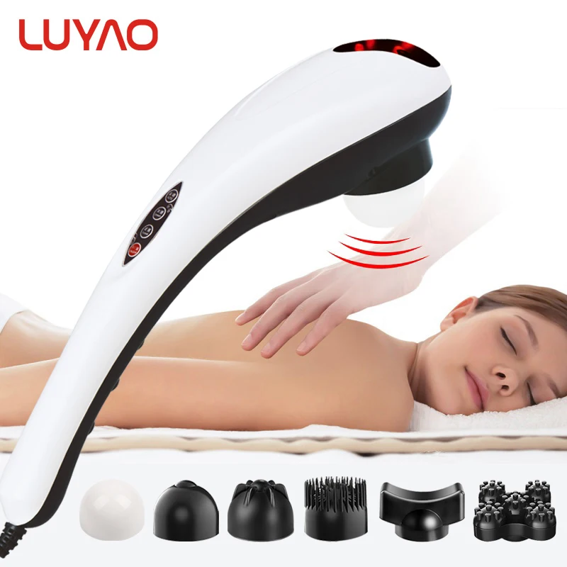 Best LUYAO Electric Massager Back Neck Massage Hammer Vibration Stick Roller Cervical Body Massage Relaxation Pain Relief 6 In 1