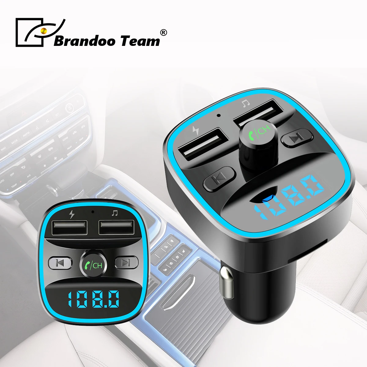 Автомобильный комплект громкой связи FM трансмиттер модулятор Bluetooth 5 0