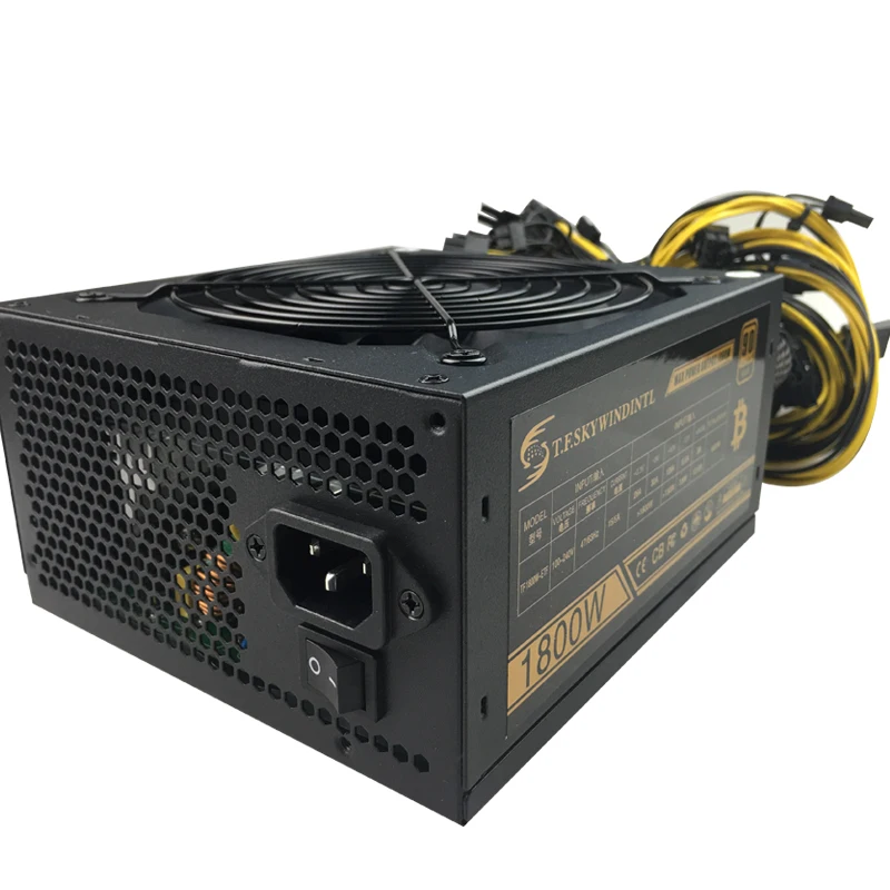 1800 W PC امدادات الطاقة 1800 W ATX PSU ل RX470 RX580 RX570 RX560 بيكو PSU جهاز تعدين بيتكوين أسيك ATX آلة استخراج المعادن دعم 6 GPU