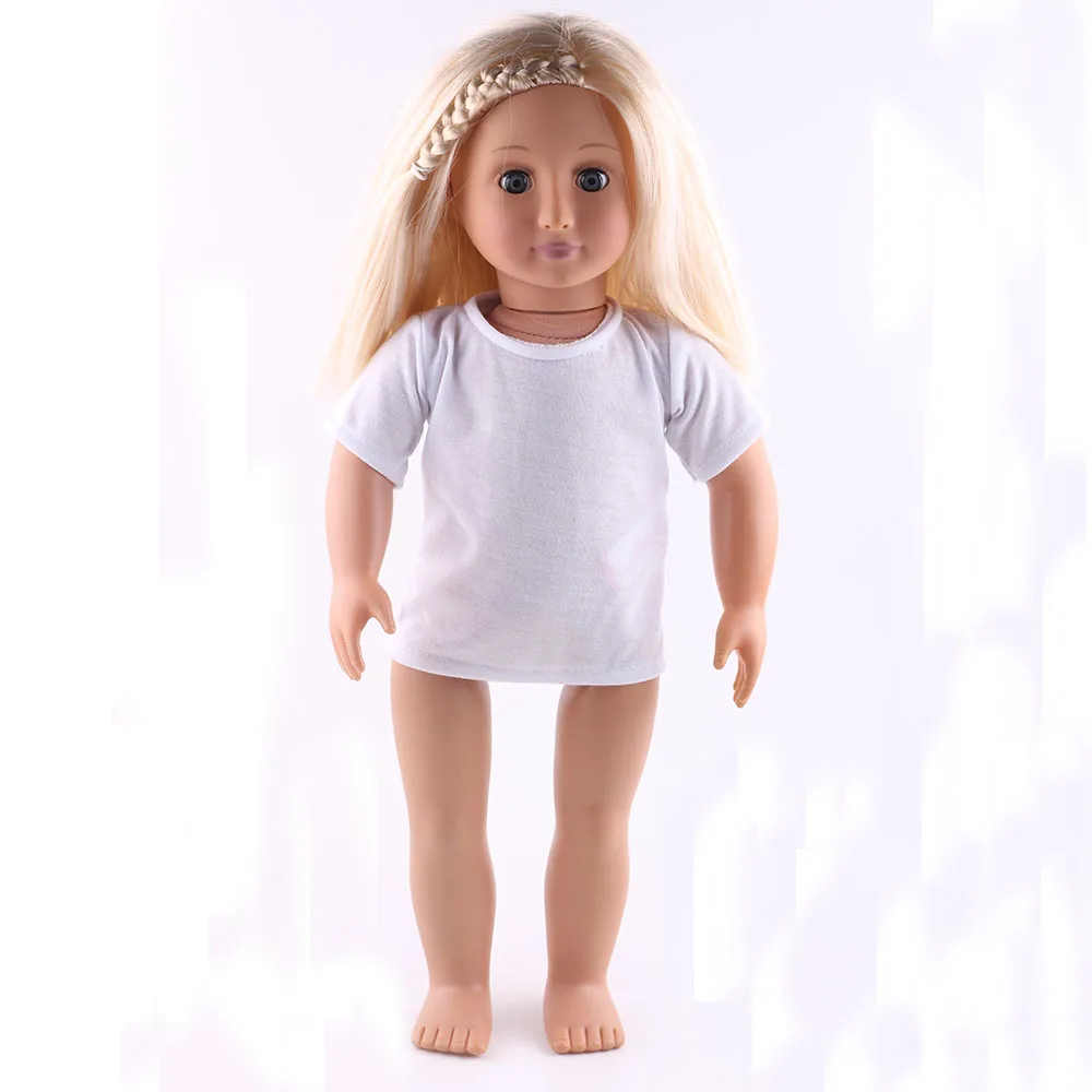 

White Color T-shirt Tops Doll Clothes Wear Fit 18 inch American Doll & 43 cm Born Doll Girl`Clothes Children Best Birthday Gift