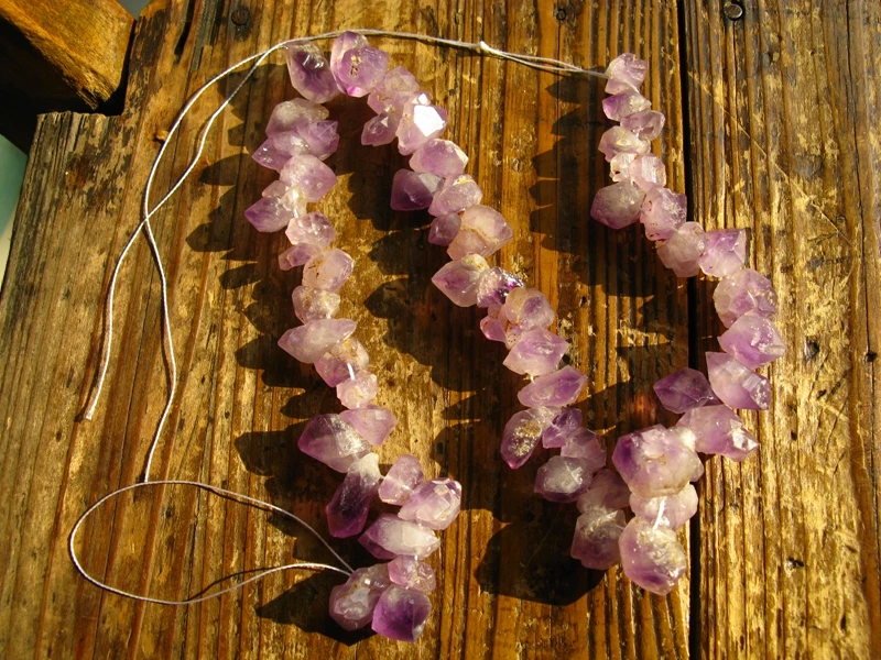 

60pcs/string natural amethyst quartz crystal gemstone point healing original