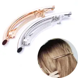 Длинные Для женщин Заколки для волос из металла золото/серебро плотная трубка дугой большой заколка для волос