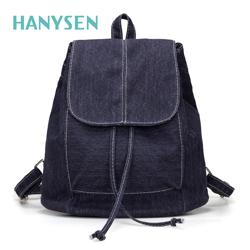 HANYSEN 2017 Spring Vintage Women Canvas Backpack New Solid Hasp Female Travel Bags Korean Canvas School