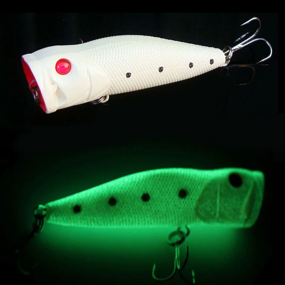 1PCS 7CM 10G Popper Bait Fishing Lure Night Fishing Luminous Floating