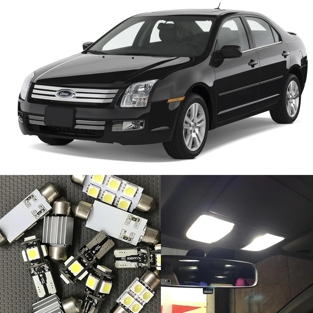 

11Pcs White Auto Interior LED Light Bulbs Kit For Ford Fusion 2006 2007 2008 2009 Map Dome License Plate light Replace Halogen