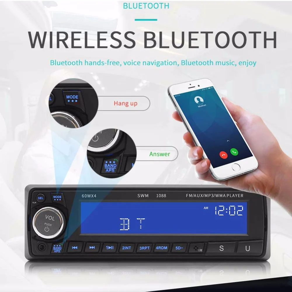 SWM 1088 Автомагнитола 1din Авторадио Aux вход Bluetooth стерео радио MP3 мультимедийный плеер Поддержка FM/MP3/WMA/SD карты