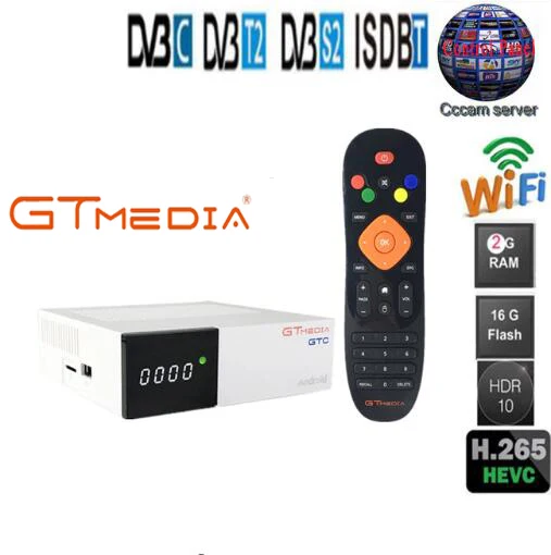 

GT MEDIA GTC DVB-S2 DVB-C DVB-T2 ISDB-T Android 6.0 TV BOX S905D 2/16GB BT4.0 Satelliet ontvanger +1year Europe cccam Cline