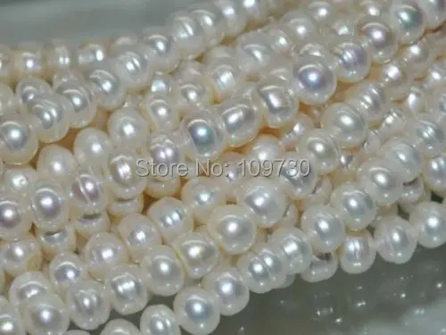 

Jewelry 00273 Natural white 10strs A++7-8mm luster screw thread bread pearls