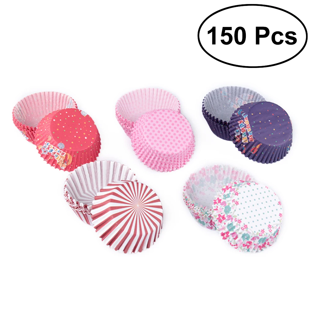 

150pcs/Pack Paper Baking Cups Various Styles Cupcake Liner for Wedding Party Birthday Decoration (Random Delivery)