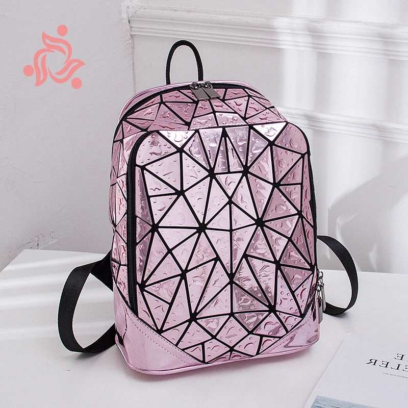 

Luminous Geometric Sequin Laser Backpack Female Laptop Backpack Book Bag School Rucksack Travel Daypack Women Quilted Backpack