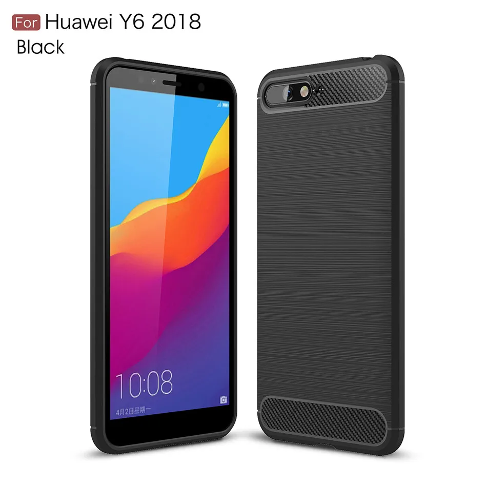 Силиконовый чехол для huawei Y6 Y6 Prime Pro, ударопрочный, из углеродного волокна, мягкий чехол для телефона из ТПУ, чехол для huawei Y6 - Цвет: Черный