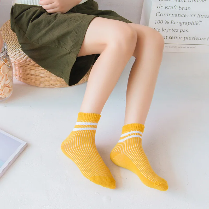 

Women Cotton Socks Spring Summer Three-dimensional stripe Solid color Cotton Sock Student girl socks Pushing socks