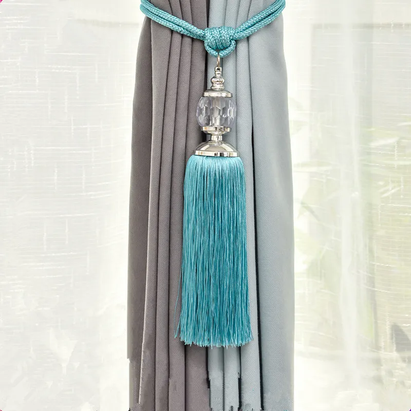

A pair of Crystal Curtain Tieback Hanging Belts Ball Decorative Band Tassel Fringe Binding Ropes Tiebacks Window Accessories