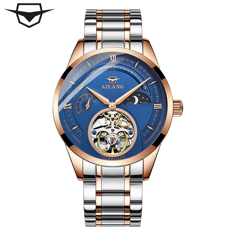 

Mens Watches AILANG Top Brand Luxury Tourbillon Automatic Mechanical Watch Mens Business Stainless Steel Waterproof Watch Relogi