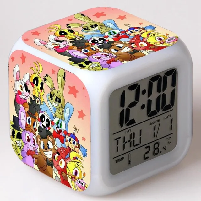 FNAF World Digital Alarm Clock Night Light LED 7 Color Change reloj