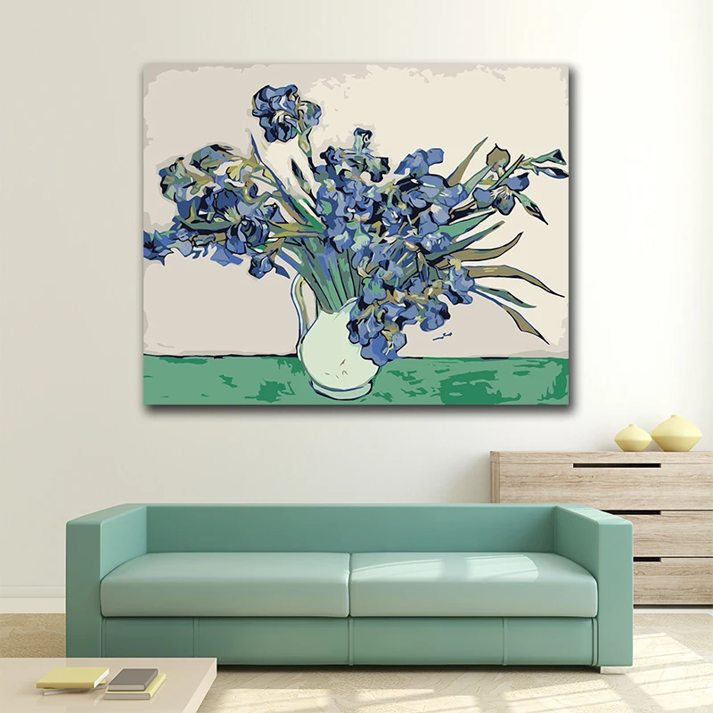 

Van Gogh Purple Iris diy painting by numbers art paint decorative landscape adult Impressionism hand-painted oil paint kit