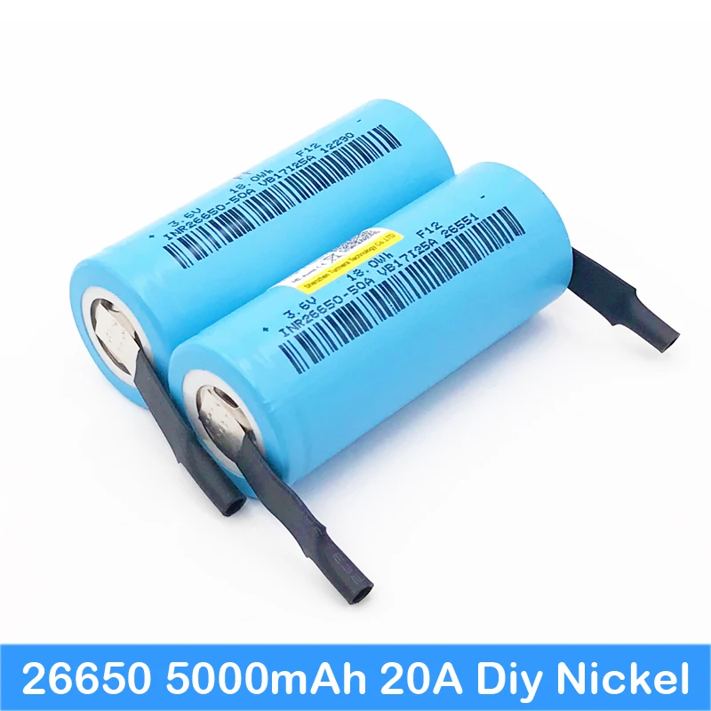 Батарея 26650 5000 мАч с DIY никель Новый Li-ion 3 7 v аккумуляторная батарея для фонарика 20A