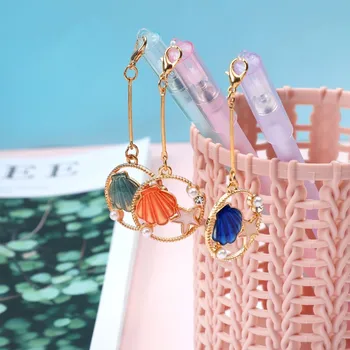 

JIANWU 1PC 0.5mm Kawaii Cat fish shell Pendant Neutral Gel Pen For student Girls Gift Writing Office Supplies Stationery kawaii