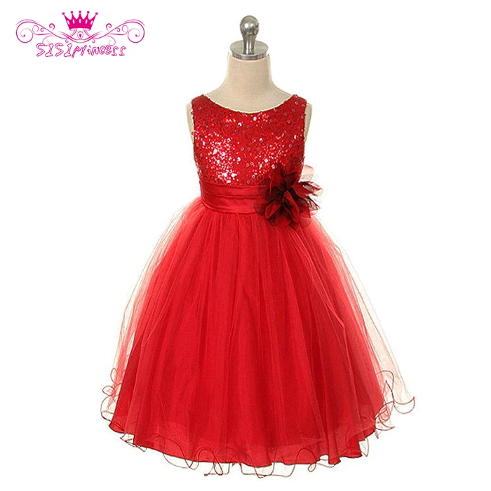 

Party Dress Summer Style Kids Girls 3 To 13 Years Sleeveless O-Neck Sequin & Belt Decoration Patchwork Performance Dresses 5