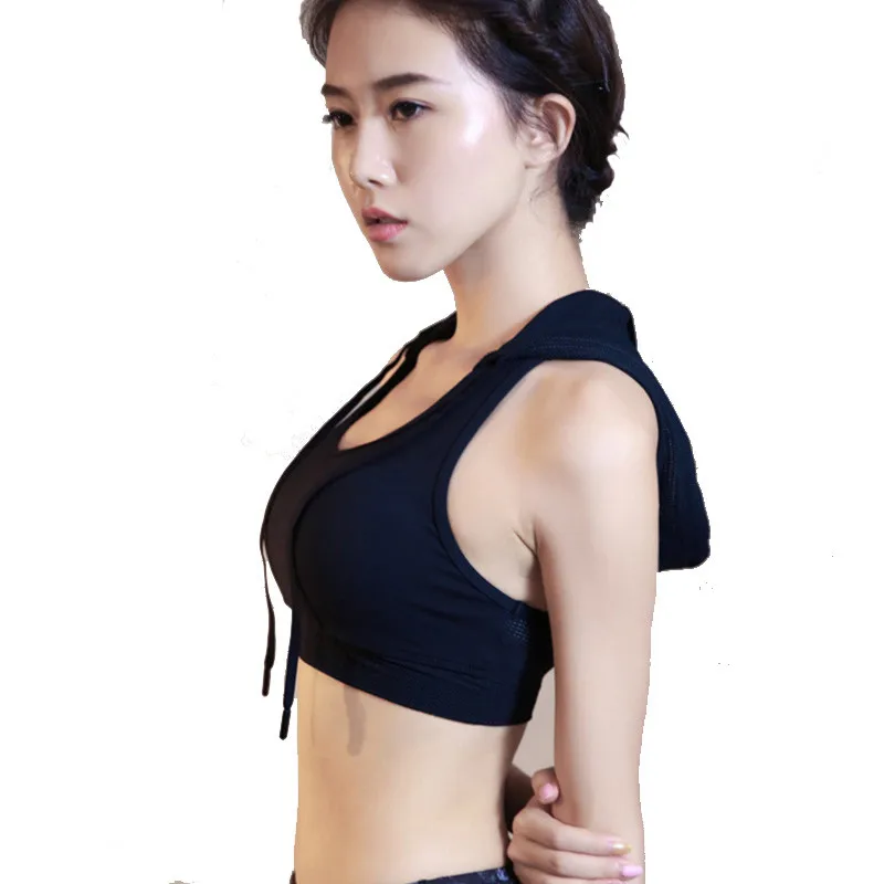 Womens font b Sports b font Tops With Cap Drawstring font b Running b font Sportswear