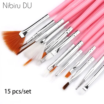 

15 Pcs Plastic Handle Nail Brush Set Design Gel Polish Painting Drawing Acrylic Gel Nail Brushes For Nails Art Manicure Tools