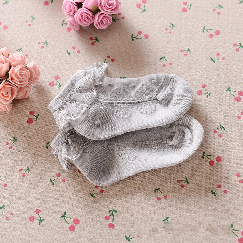 Новые кружевные детские носки из хлопка для новорожденных цветок лодыжки для маленьких девочек колено высокие носки милой принцессы для детей ясельного возраста летние короткие носки