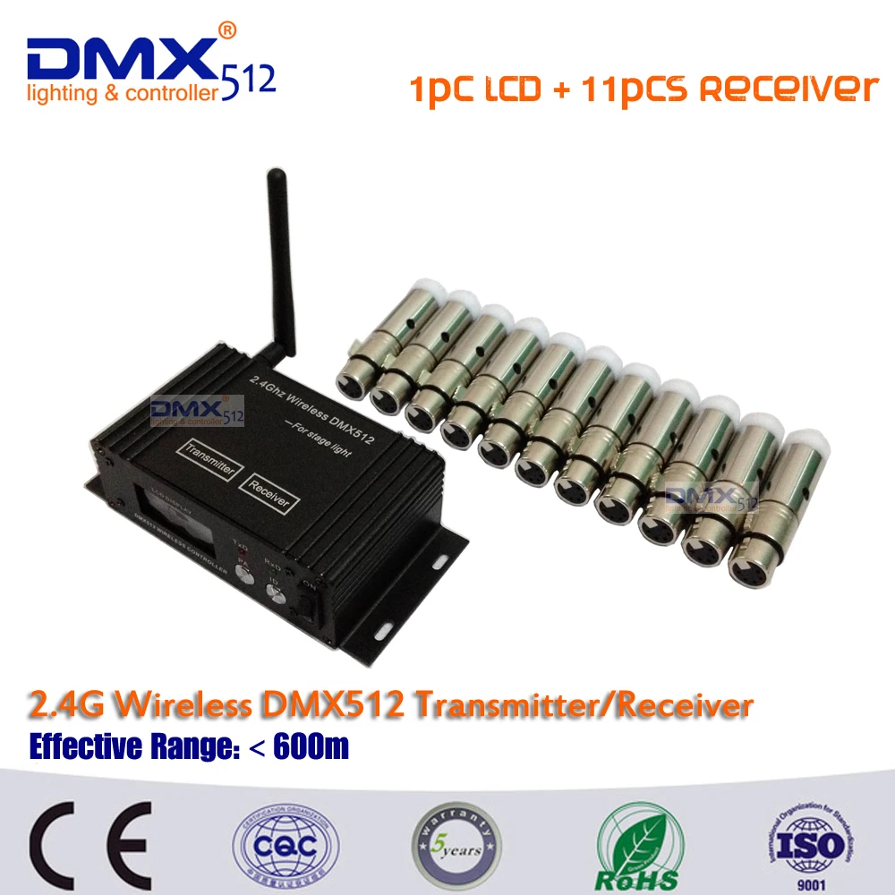 DHL Бесплатная доставка 2 4 ГГц DFI ЖК-дисплей беспроводной DMX512 передатчики приемник