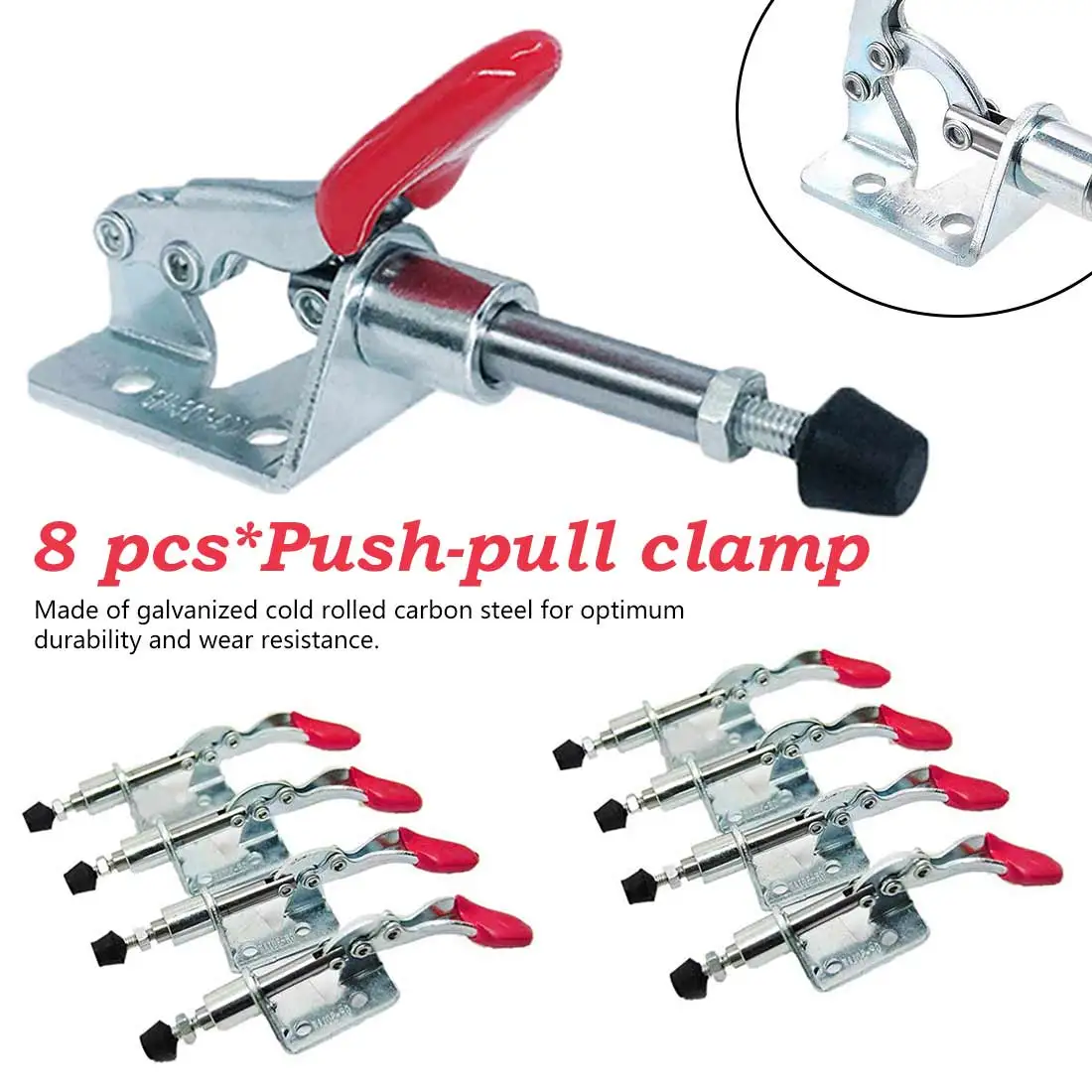 

8PCS Heavy Duty Hand Tool Quick Release Metal Toggle Clamp Rod Holding Capacity Welding Anti-Slip Toggle Clamp