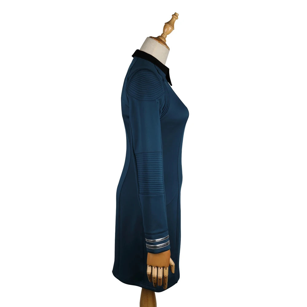 New Star Trek Discovery Season 2 Starfleet Commander Female Blue Uniform Dress Badge Costumes Woman Adult Cosplay Costume (4)