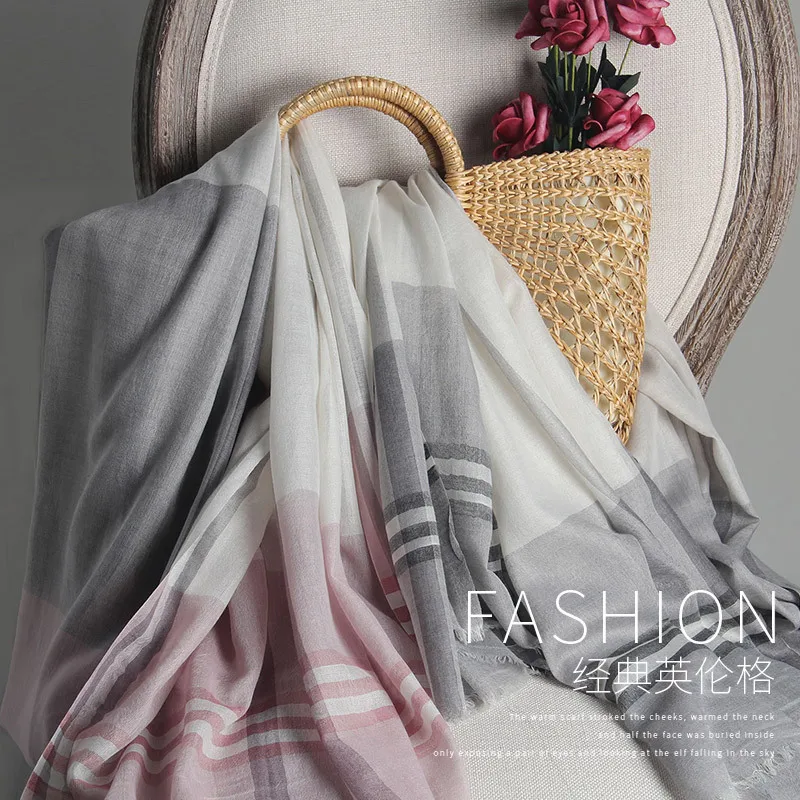 

New Cashmere Scarf Female 2018,Fashion Thousand-Bird-lattice Scarf for Women's Thin Air Conditioning Shawl Dual Use