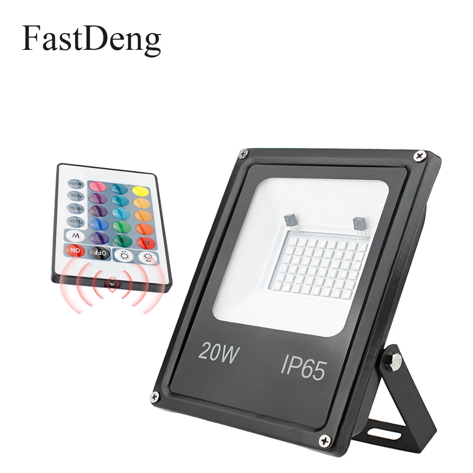 

LED Floodlight 20W 30W 50W RGB Flood Light With Remote Controller Reflector Led 220V IP65 Waterproof Outdoor Light Garden Lamp