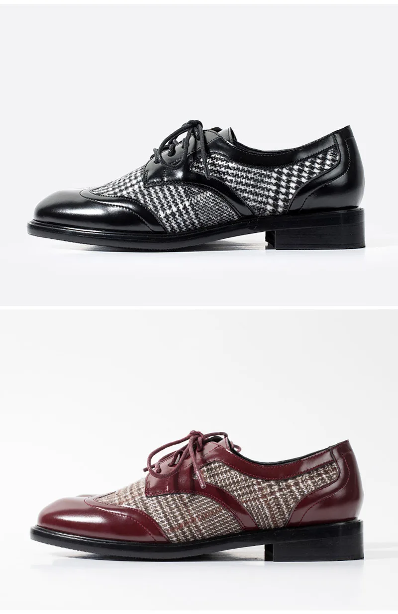 Women Oxford Luxury Brogue Shoes Women Designers Lace Up FLock+Leather Office Lady Shoes Platform Casual Oxford Shoes For Women (43)
