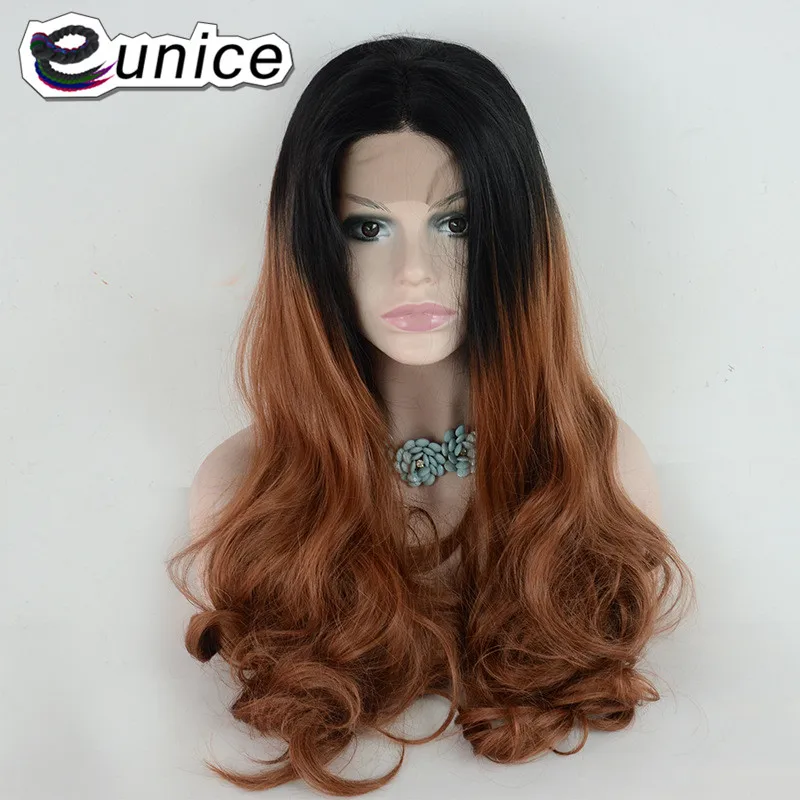 Eunice синтетический кружевной передний парик из натуральных волос, длинный парик, 26 дюймов, объемная волна, прическа, парики с пухленькими волосами для черных женщин, США