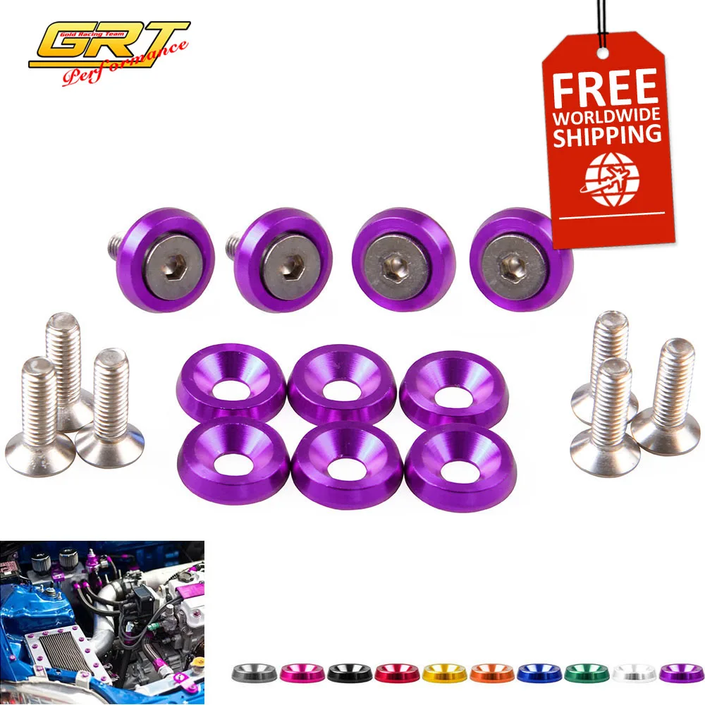 

GRT - Free Shipping JDM Style Aluminum Auto Fender Washers 10 PCS Washer and Bolts Fit For Universal Cars without Logo