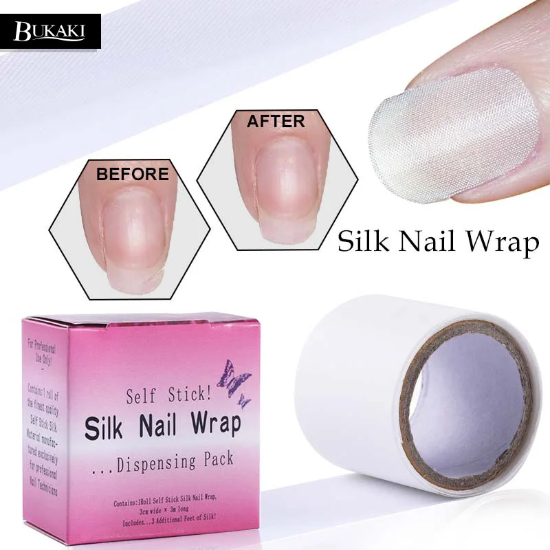 Buy BUKAKI Self Adhesive Stick Silk Nail Wrap White