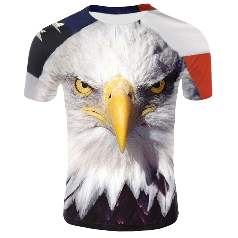 Крутая футболка с 3D принтом волка для мужчин и женщин, модная футболка в стиле хип-хоп с 3d принтом орла, летняя футболка с коротким рукавом и изображением животного, Мужская футболка 4XL
