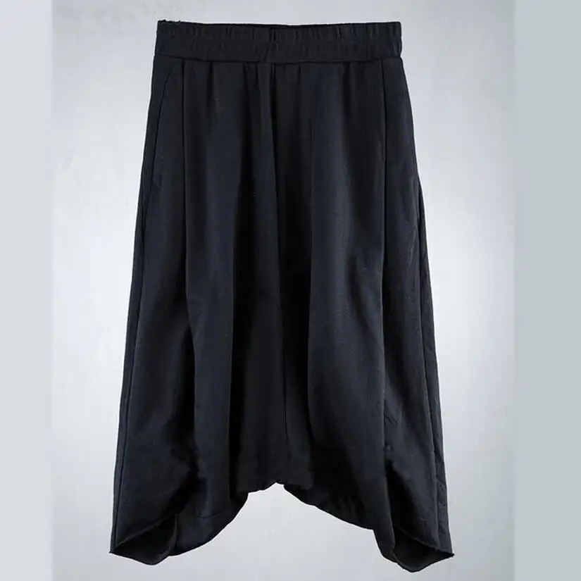 Spring And Summer Large Size Casual Irregular Retro Nightclub Personality Low Crotch Fashion Black Elastic Waist Men Pants/m-5xl | Мужская