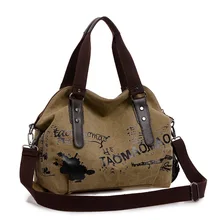 Casual Canvas Tote Bag Travel Bag Type Vintage Doodle Female Messenger Bag Made In China For Ladies