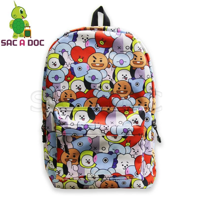 

BTS Backpack Kpop Cartoon Character BTS Overlay School Bags for Teenage Girl Mochila Daily Backpack Bangtan Boys Travel Rucksack