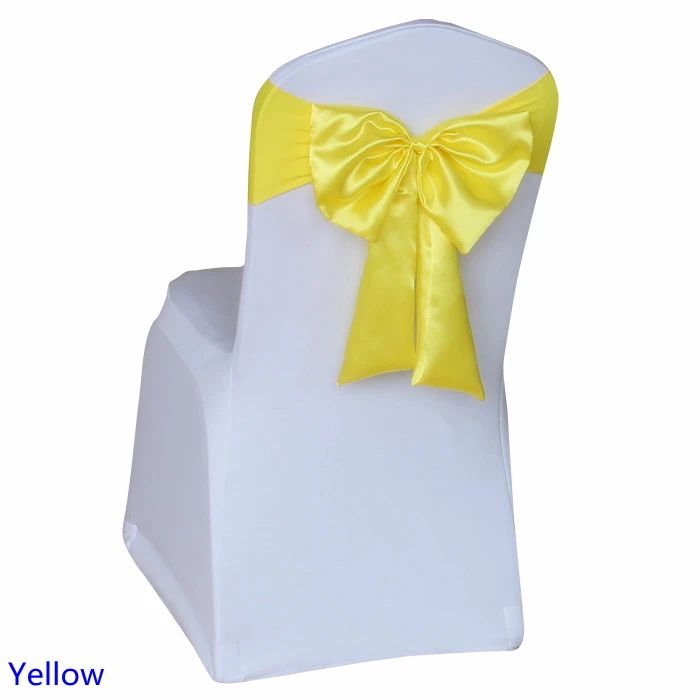 Yellow colour chair sash Butterfly style satin sash with lycra sash fit