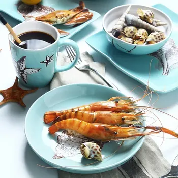 

high quality ceramic food container porcelain tableware under glazed hand painted soup salad noodle creative bowls blue bowl