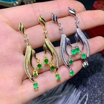 

Qi Xuan_Luxury S925 Silver Inlaid Columbia Green Stone Earrings Precious Green Stone Women's Jewelry Factory Direct Sales
