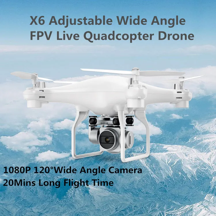 Дроны с камерой Hd X6 Регулируемый широкий угол 1080p 5MP HD камера WiFi FPV Live Quadcopter Drone