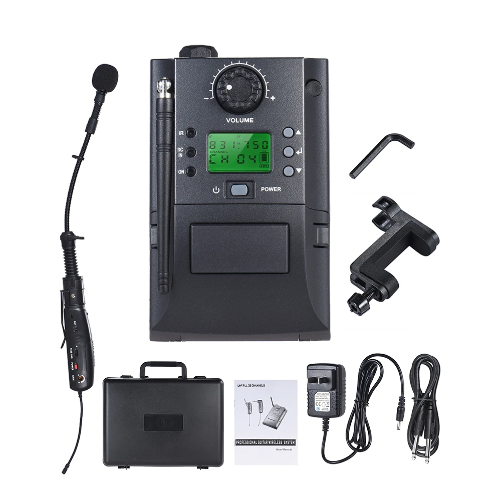 Portable UHF Instrument Wireless Microphone System with Receiver