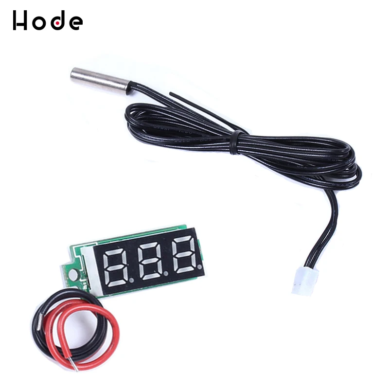 

0.28 Inch Red Digital Display Thermometer Temperature Meter Detector Module With NTC Metal Waterproof Probe Temperature Sensor