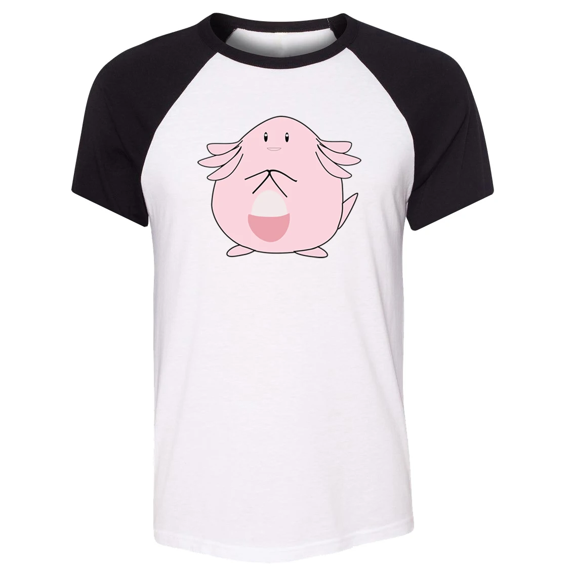 

iDzn Unisex Summer T-shirt Cartoon Normal type Pokemon Cute Chansey Art Pattern Raglan Short Sleeve Men T shirt print Tee Tops